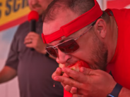 Melon Fest eating contest participant