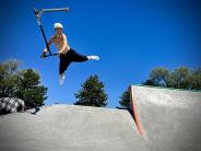 Skater skating at Hermiston Skatepark