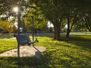 Swinging bench at Riverfront Park.