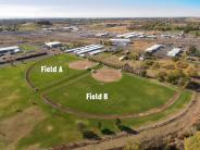 Aerial view showing softball field layout