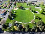 Victory square park drone view