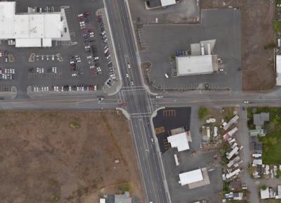 Aerial image of the intersection of U.S. 395 and Punkin Center.