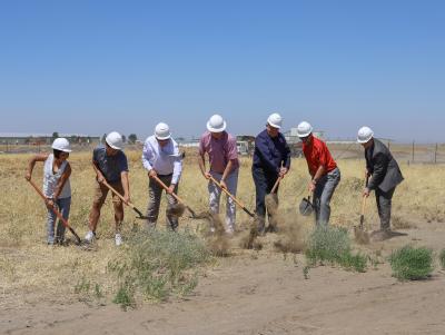 Hermiston City and Umatilla County leaders break ground on the South Hermiston Industrial Park.