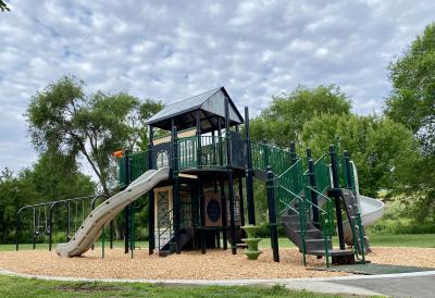 New two story adventure playground with slide at Riverfront Park