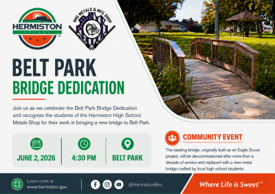 Belt park bridge dedication flyer. Information is all on the webpage.