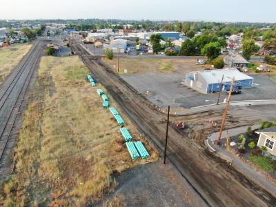 Road work on N. 1st Place in May 2023