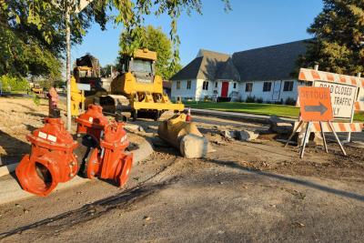 Construction on Gladys Avenue is replacing aging water lines with modern equipment.