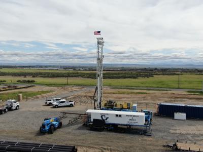 Drilling underway for the Aquifer Storage & Recovery project in the South Hermiston Industrial Park.